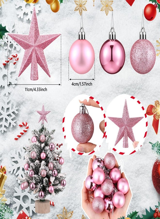 RoundFunny 25 Pcs Mini Christmas Balls Ornaments Set 1.57 Inch Christmas Day Ball Topper Star Tree Hanging Ornaments for Party Decoration(Pink) - Image 2